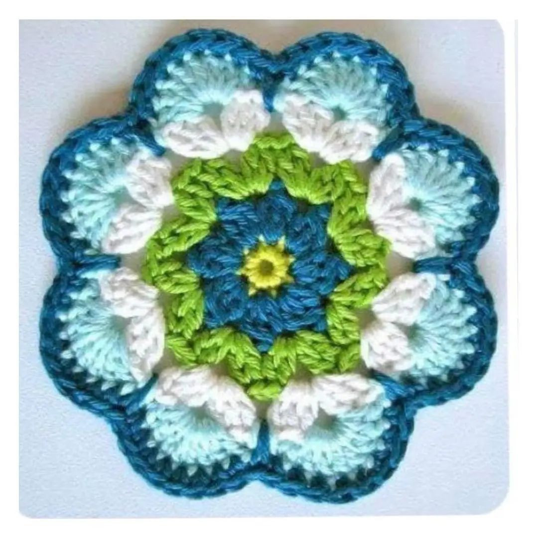 Crochet Flower Motif Flat Charts and Finished Examples