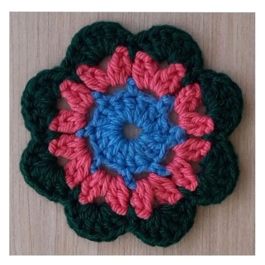 Crochet Flower Motif Flat Charts and Finished Examples