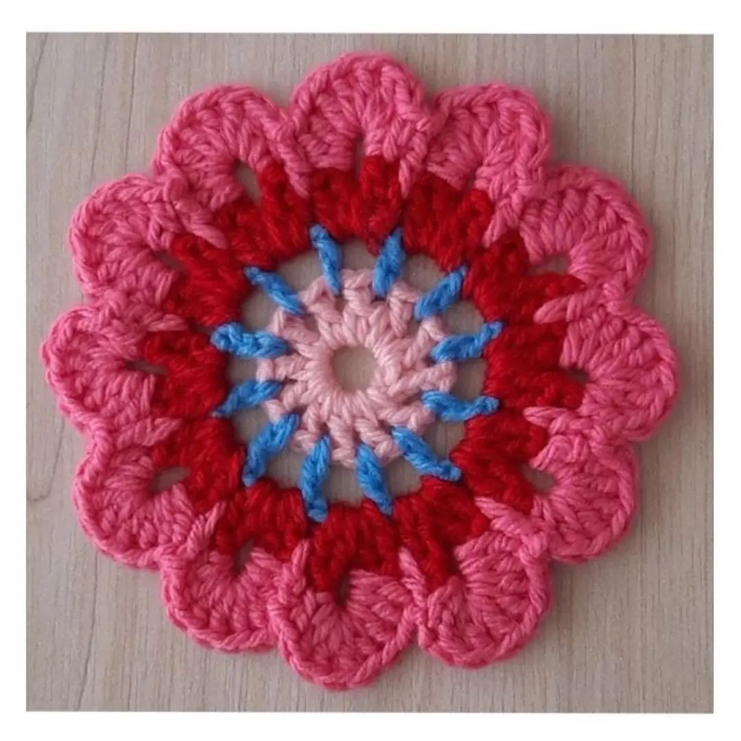 Crochet Flower Motif Flat Charts and Finished Examples