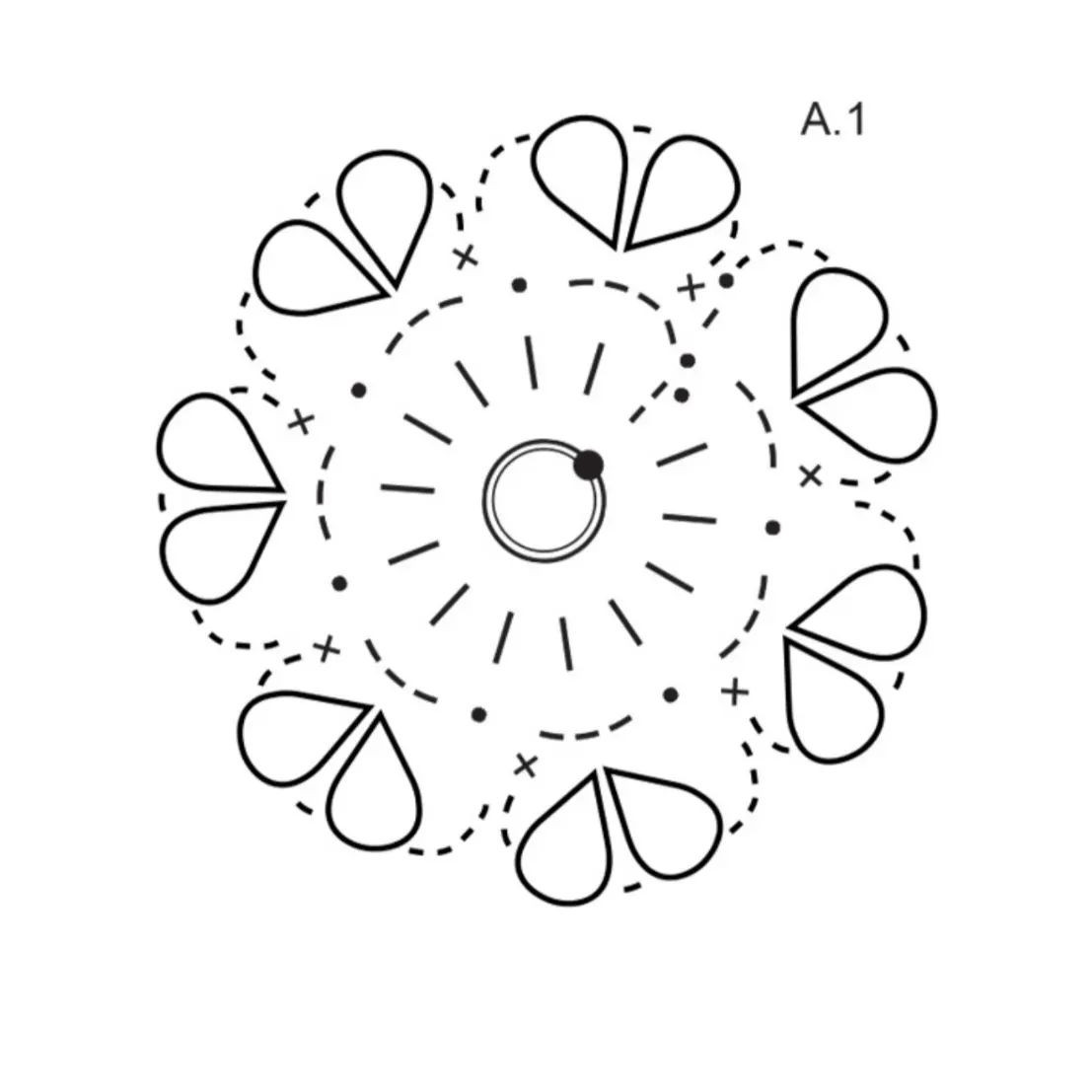 Crochet Flower Motif Pattern Diagram and Instructions