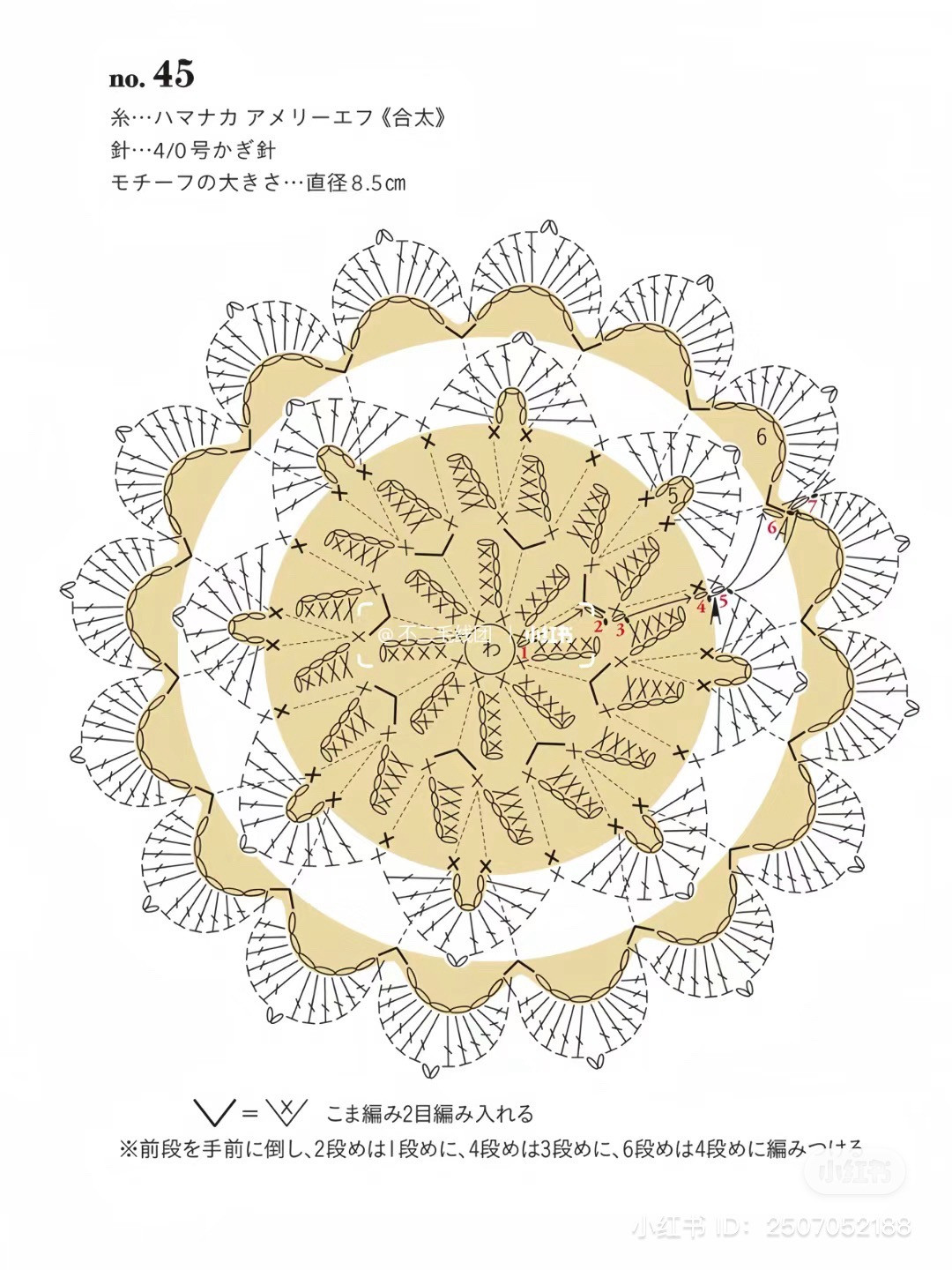 Crochet flower motif patterns no.43, 44, 45, 46