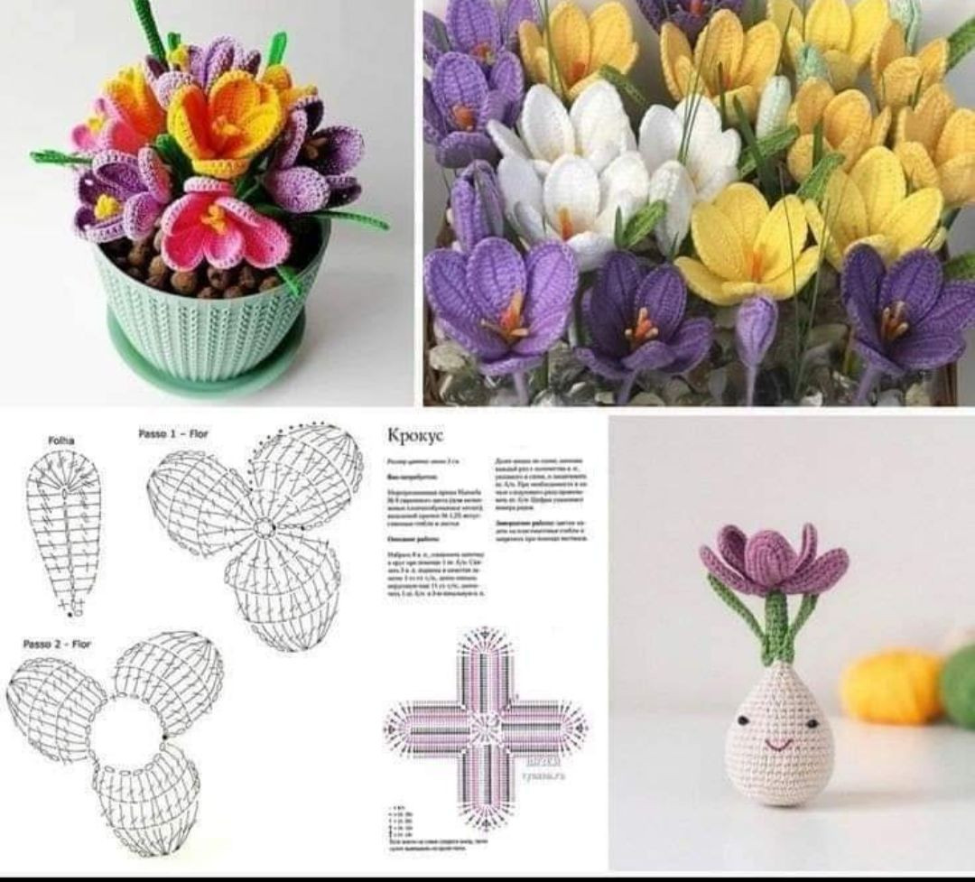 Crochet Flower Patterns: Hydrangea, Lilac, Crocus and Forget-me-not Charts