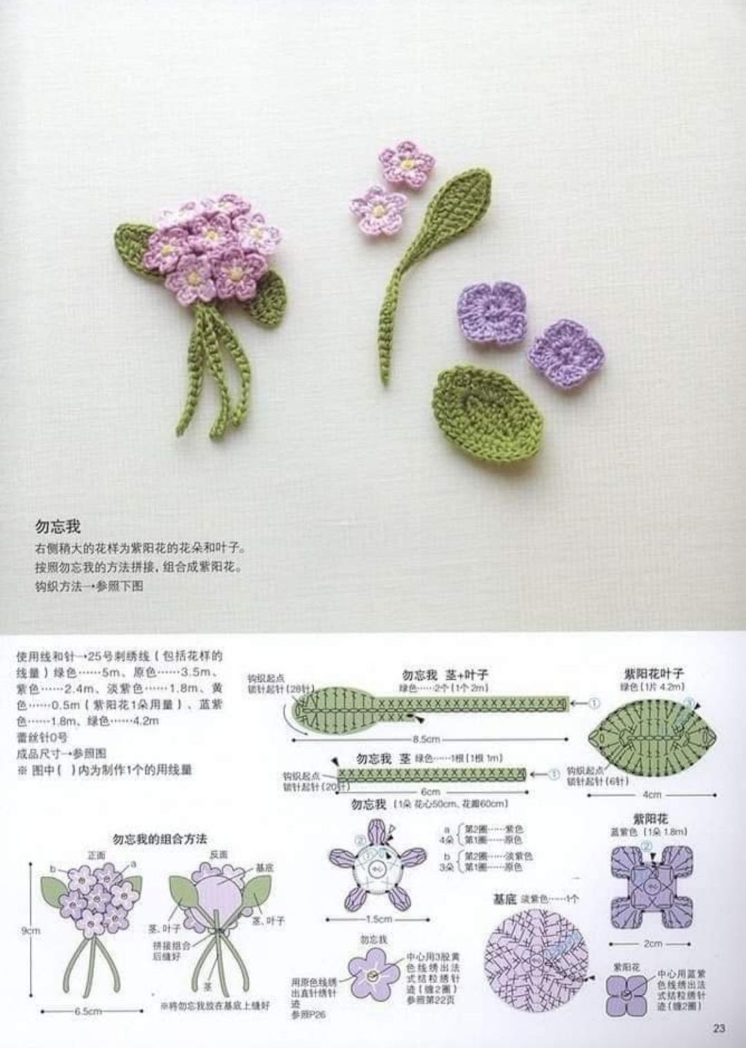 Crochet Flower Patterns: Hydrangea, Lilac, Crocus and Forget-me-not Charts