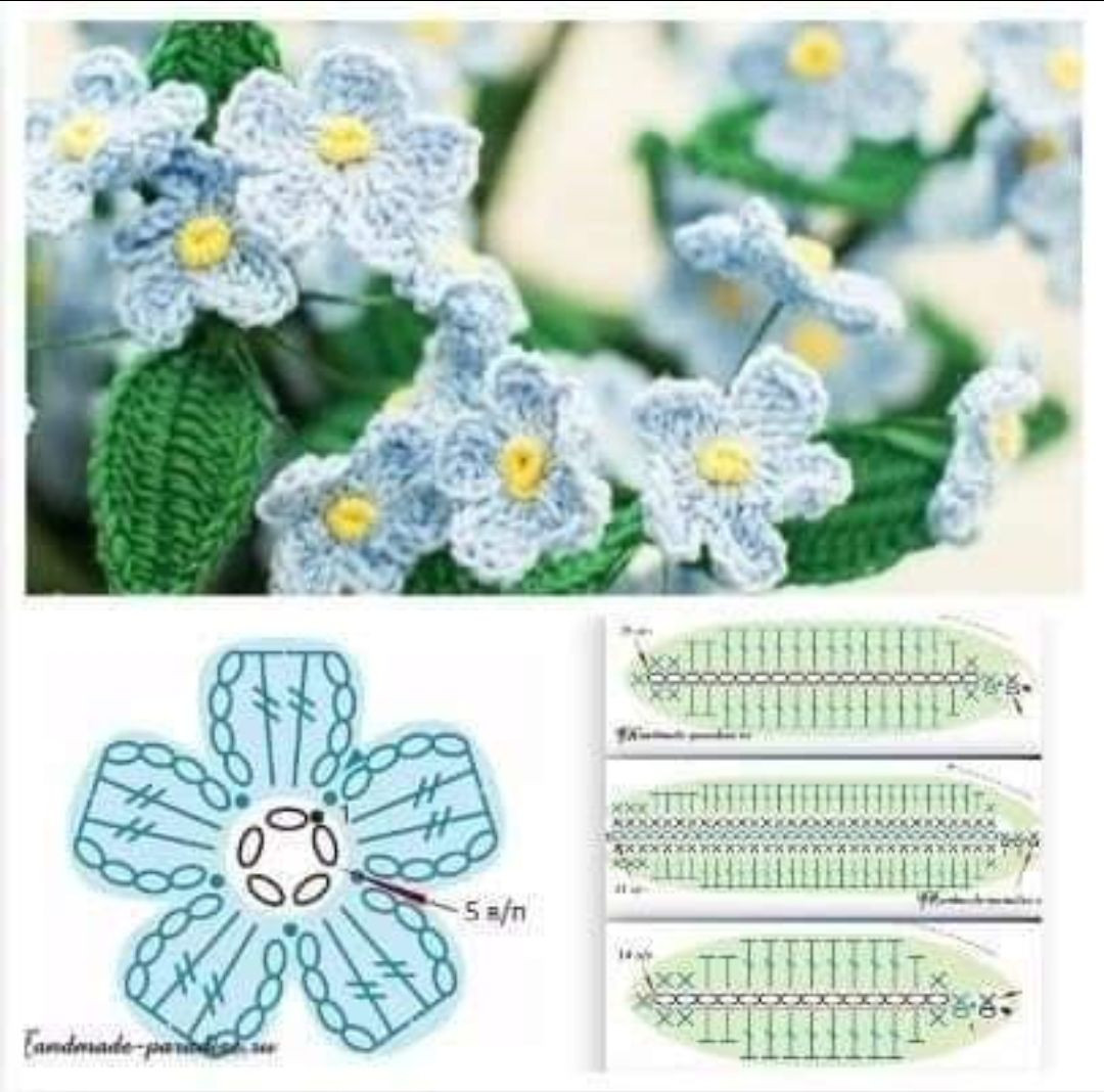 Crochet Flower Patterns: Hydrangea, Lilac, Crocus and Forget-me-not Charts