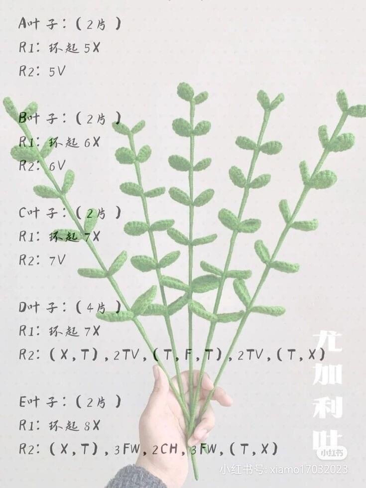 Crochet Flower Patterns: Mini Sunflower, Baby's Breath, Lucky Clover, and Lucky Bamboo