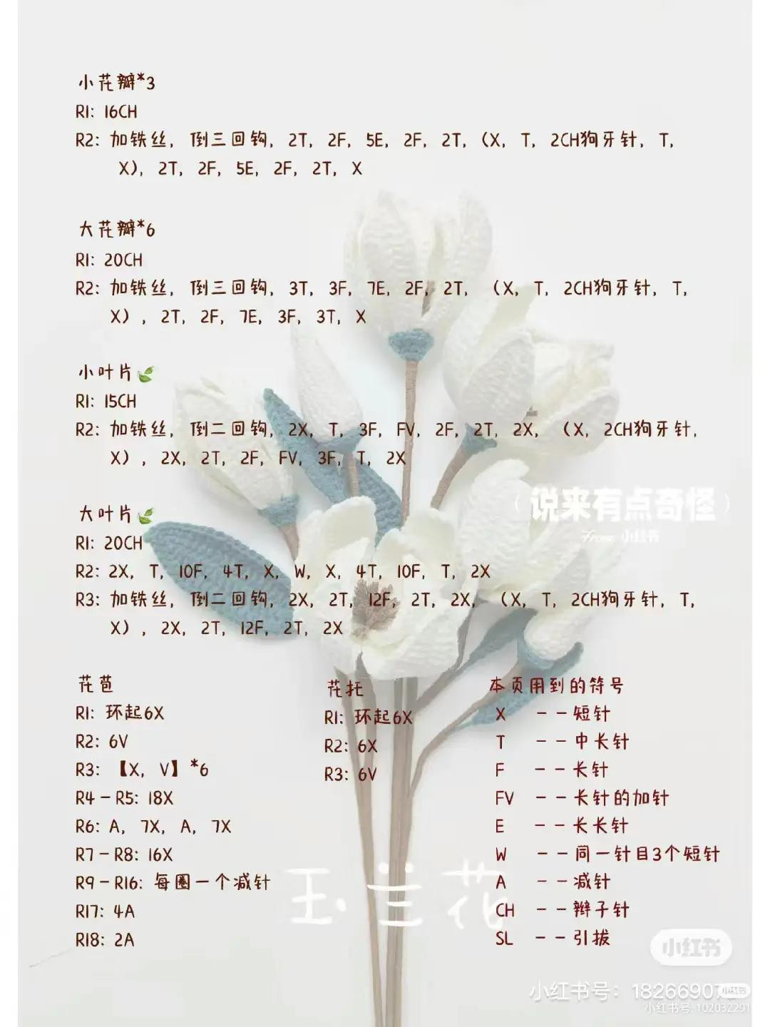 Crochet flower patterns: Tulip, Magnolia, Ginger Lily, Clematis