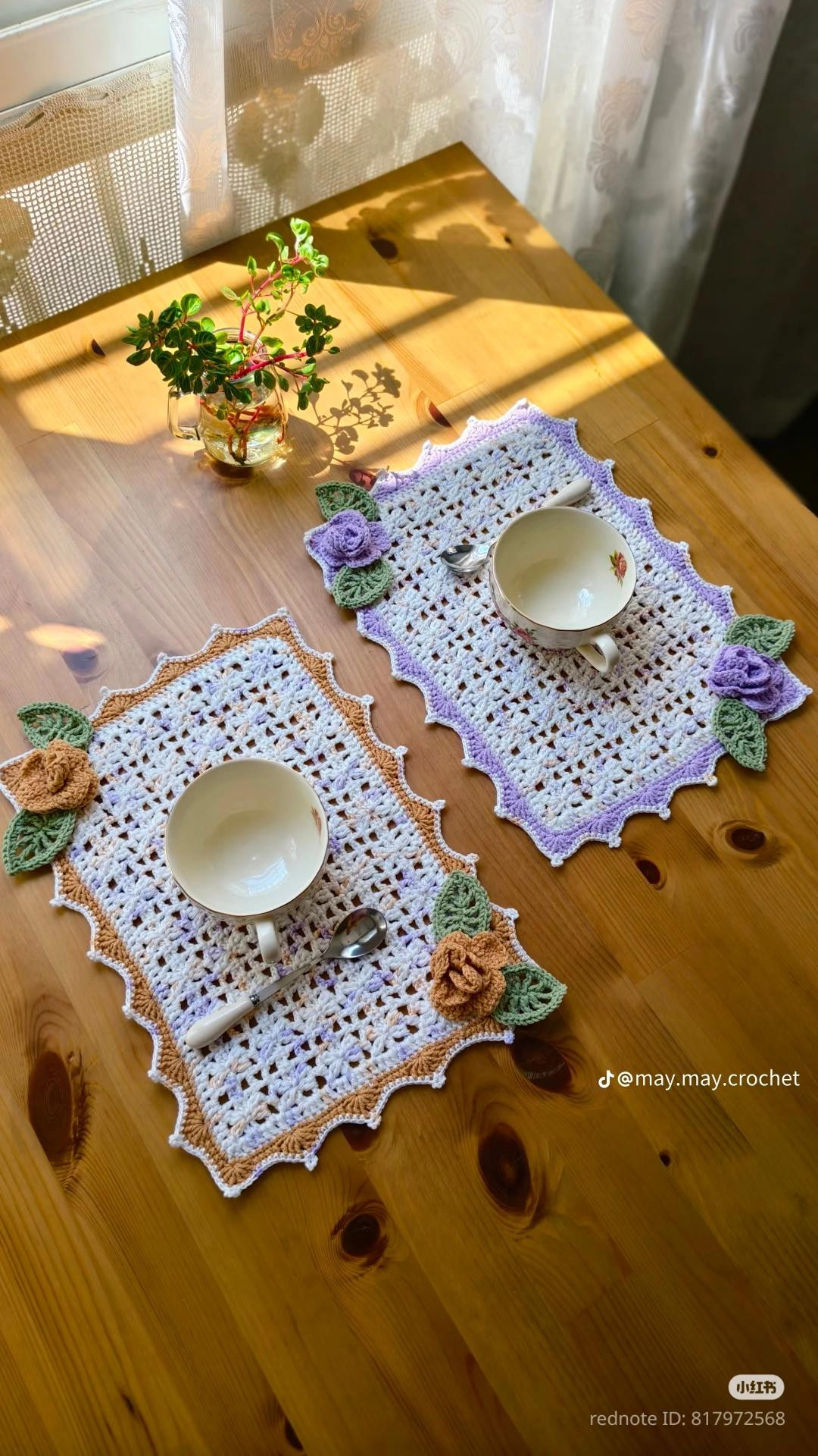 Crochet Flower Placemat Chart - Purple and Orange