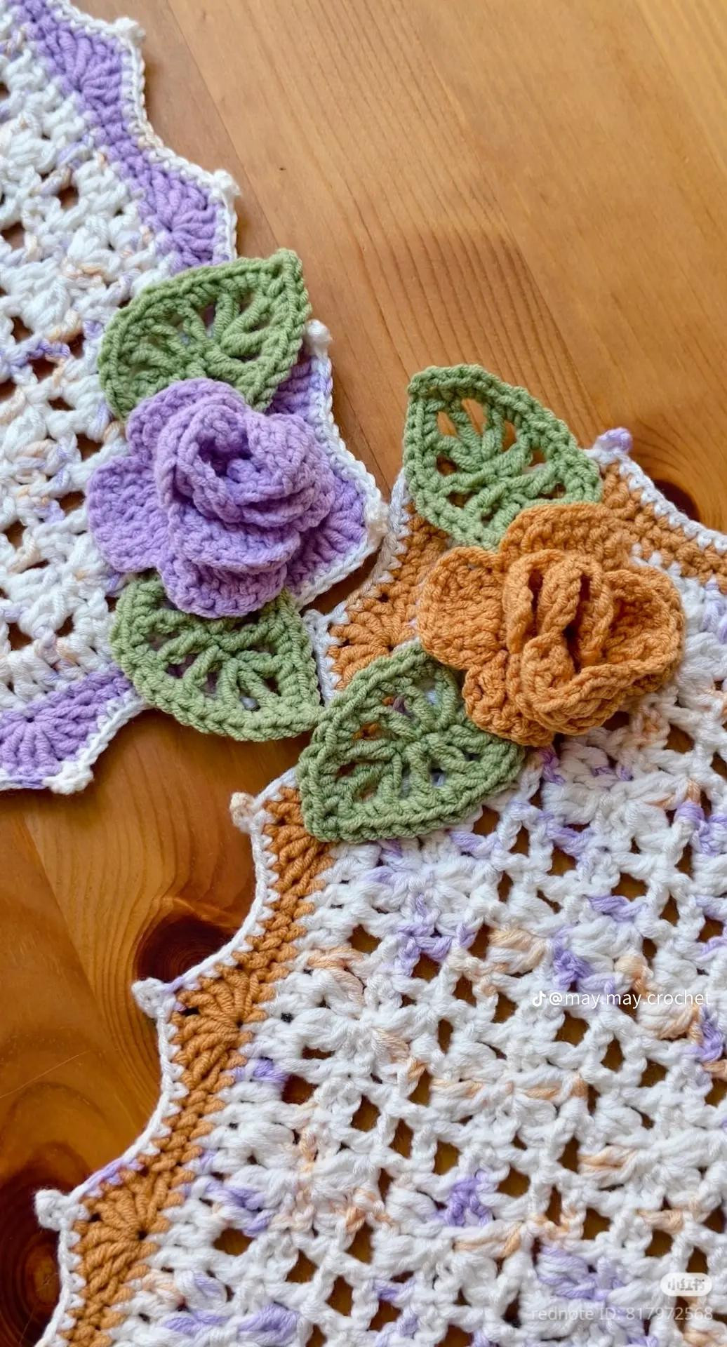 Crochet Flower Placemat Chart - Purple and Orange