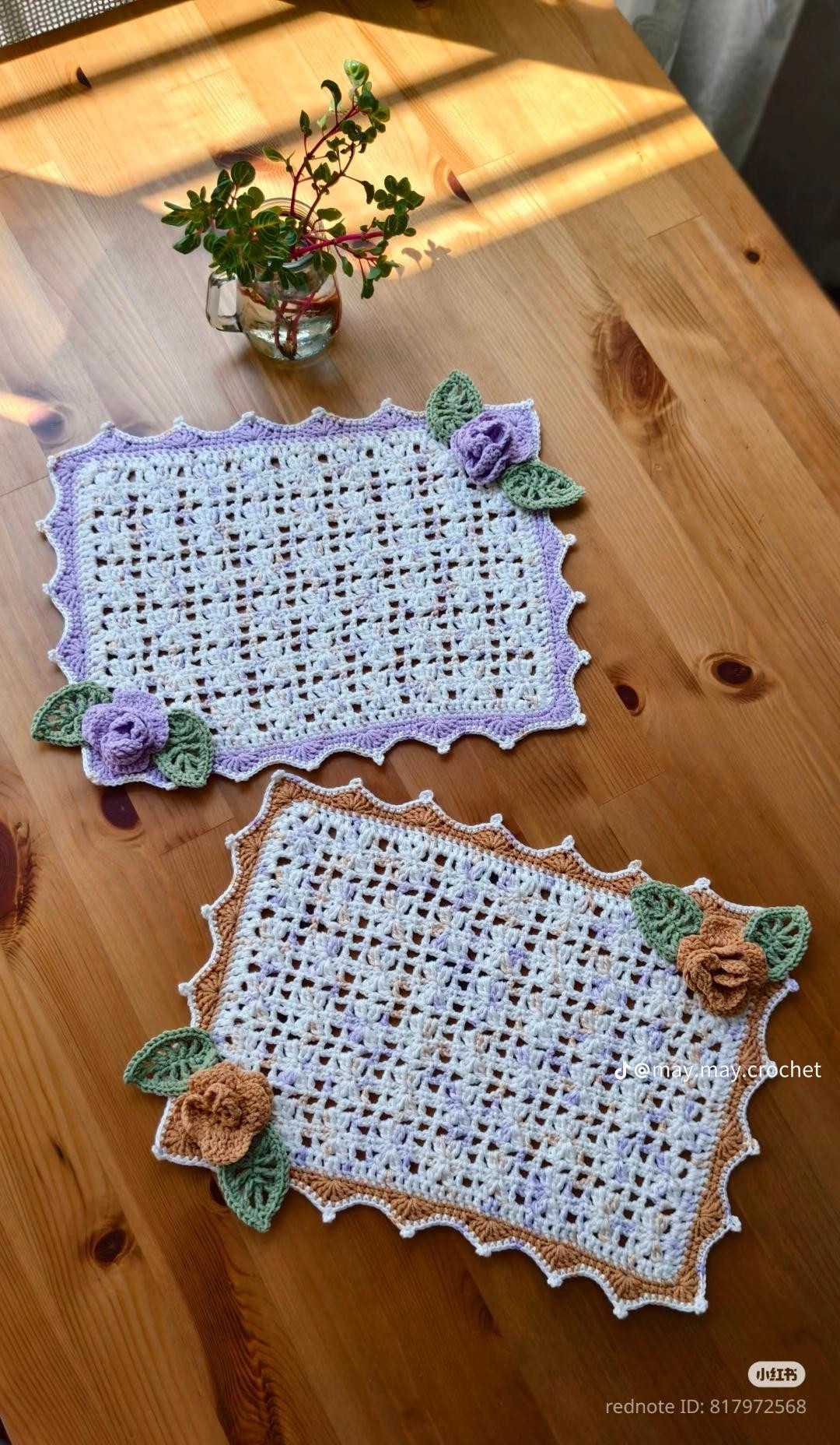 Crochet Flower Placemat Chart - Purple and Orange