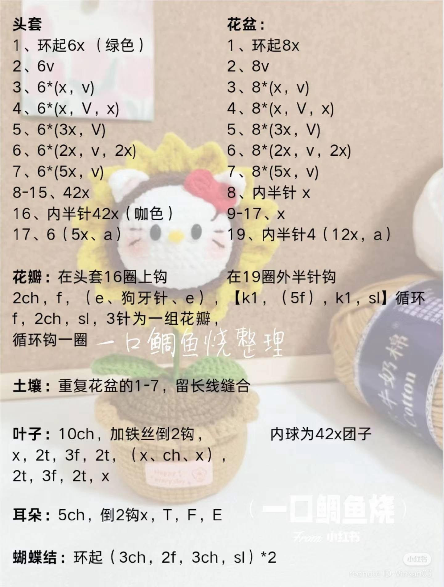 Crochet Flower Pot Doll Pattern: Sunflower Rabbit and Pig Tutorial Chart