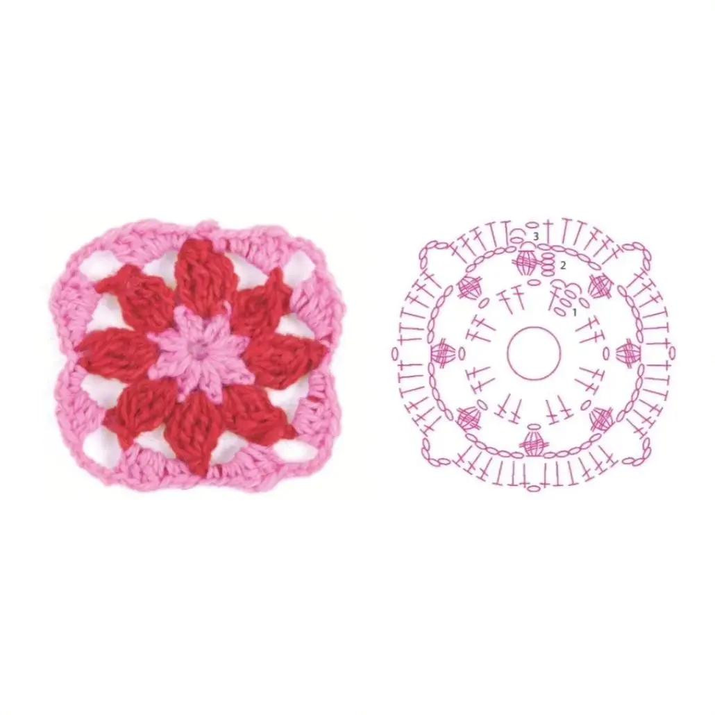 Crochet Flower Square Motif Chart and Tutorial