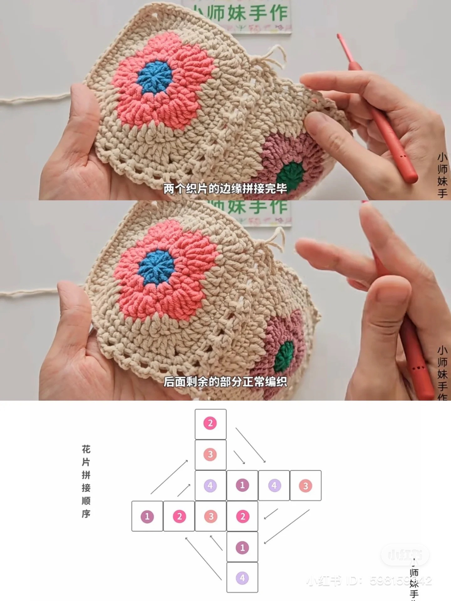 Crochet Flower Tote Bag Pattern and Instructions