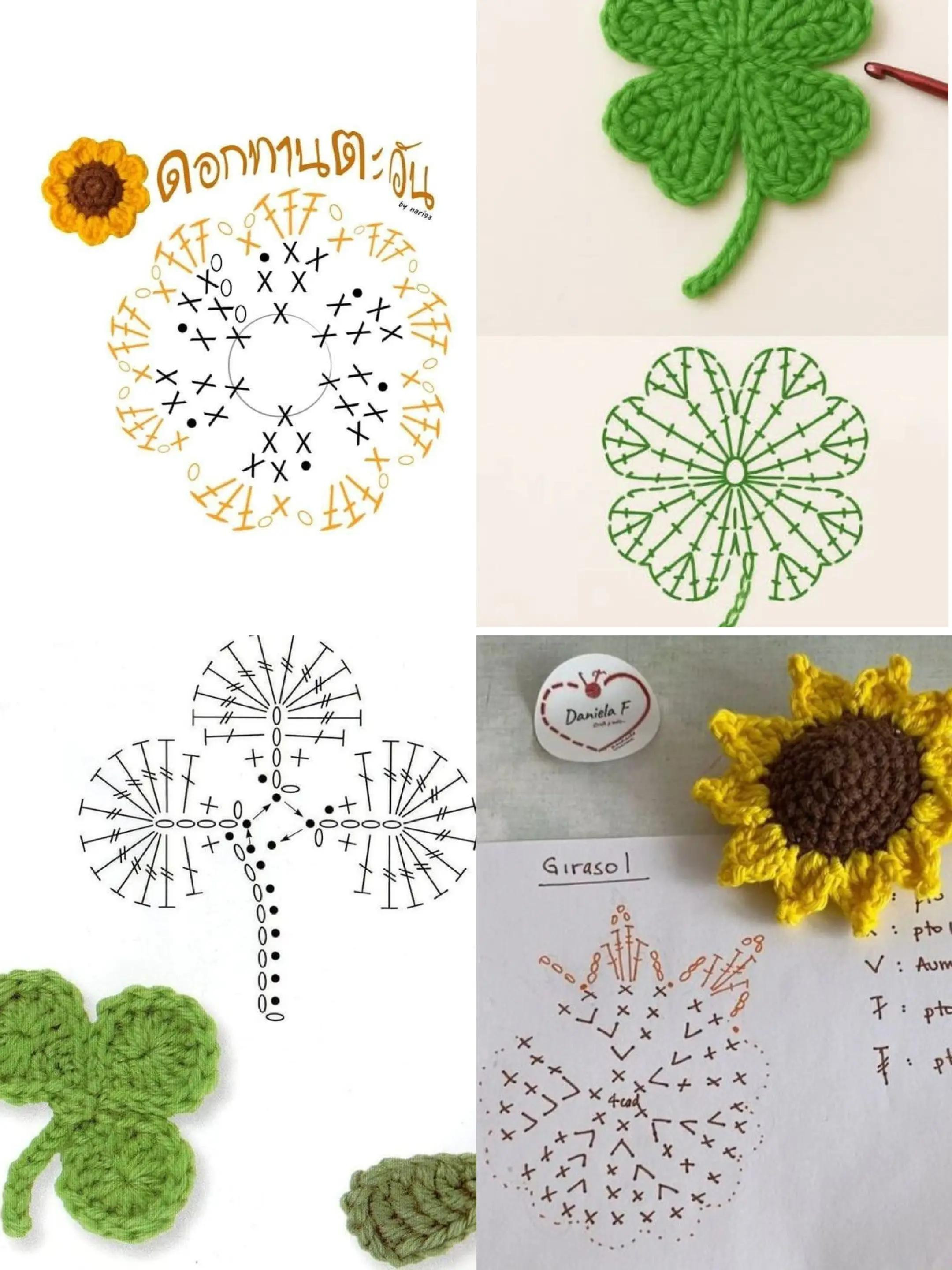 Crochet Flowers Patterns: Sunflower, Clover & More
