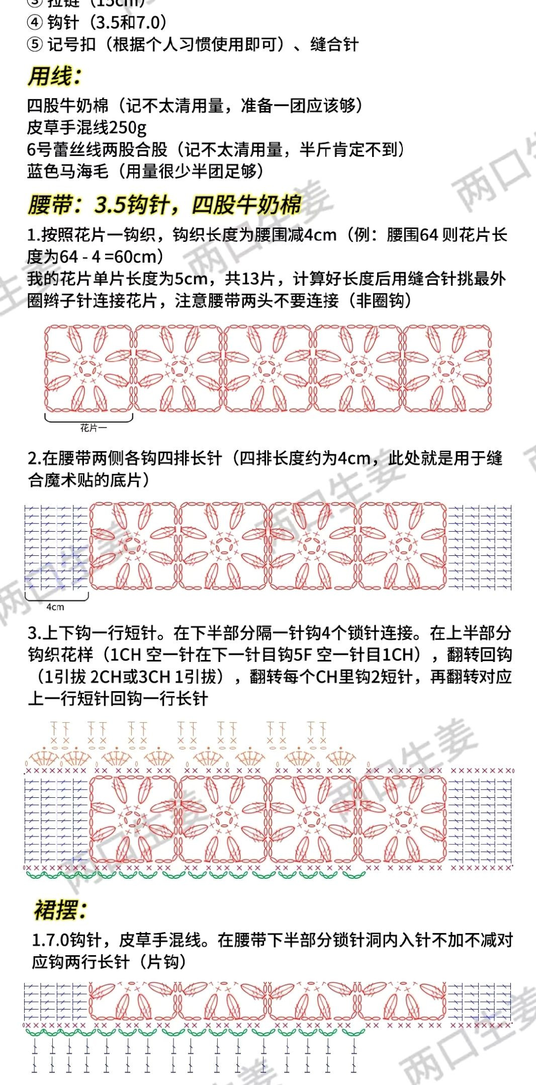 Crochet Fluffy Tiered Skirt Pattern Chart