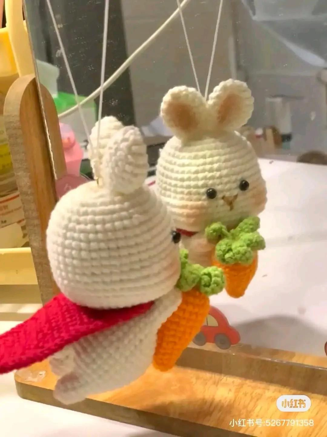 Crochet Flying Rabbit with Carrot Amigurumi Pattern Chart