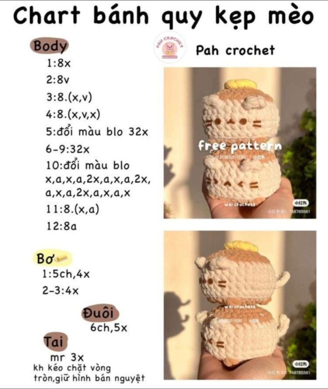 Crochet Food Patterns: Egg Toast, Donut with Dango, and Strawberry Cookies Charts