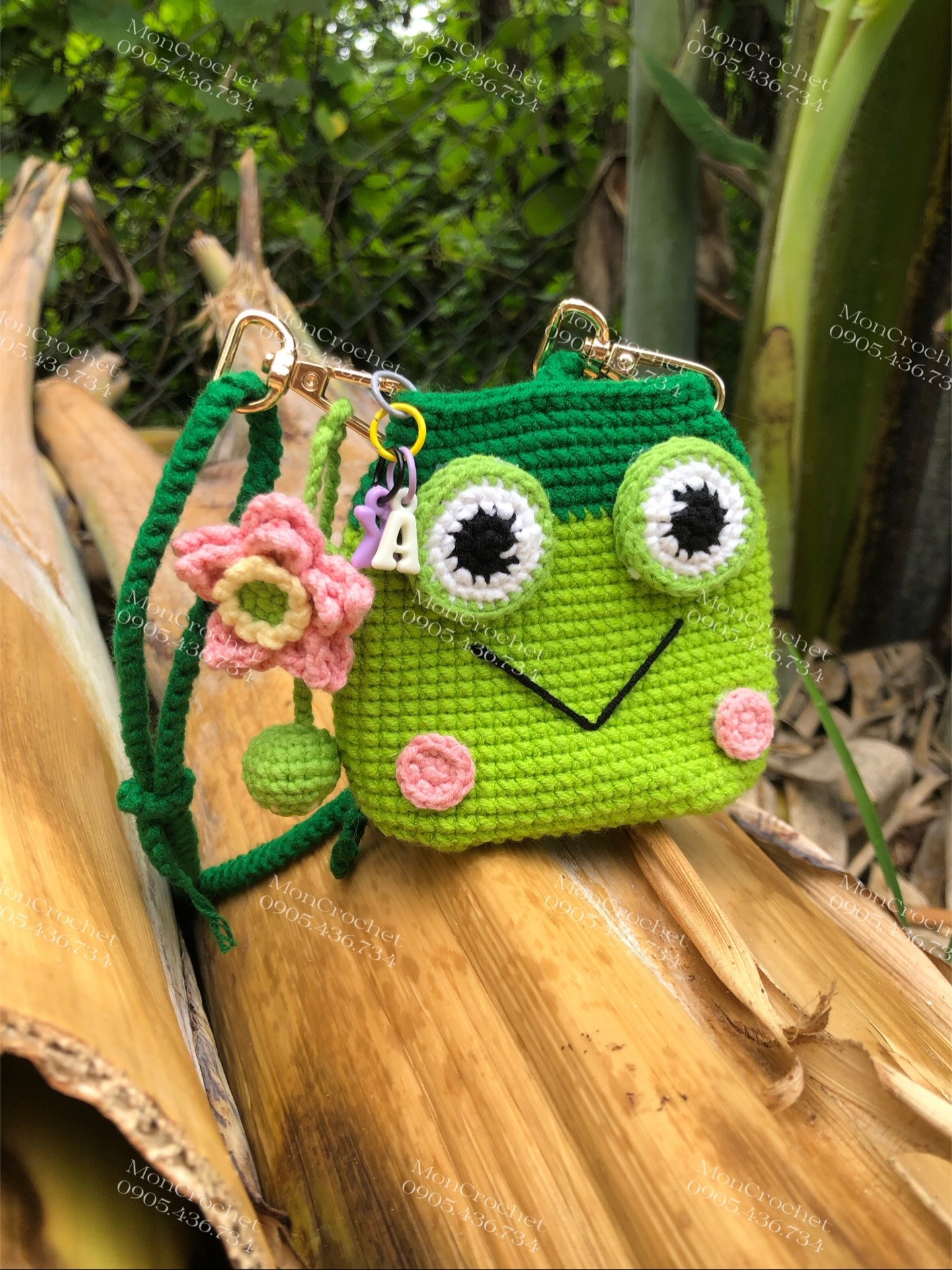 Crochet Frog Bag Pattern with Lotus Flower Charm
