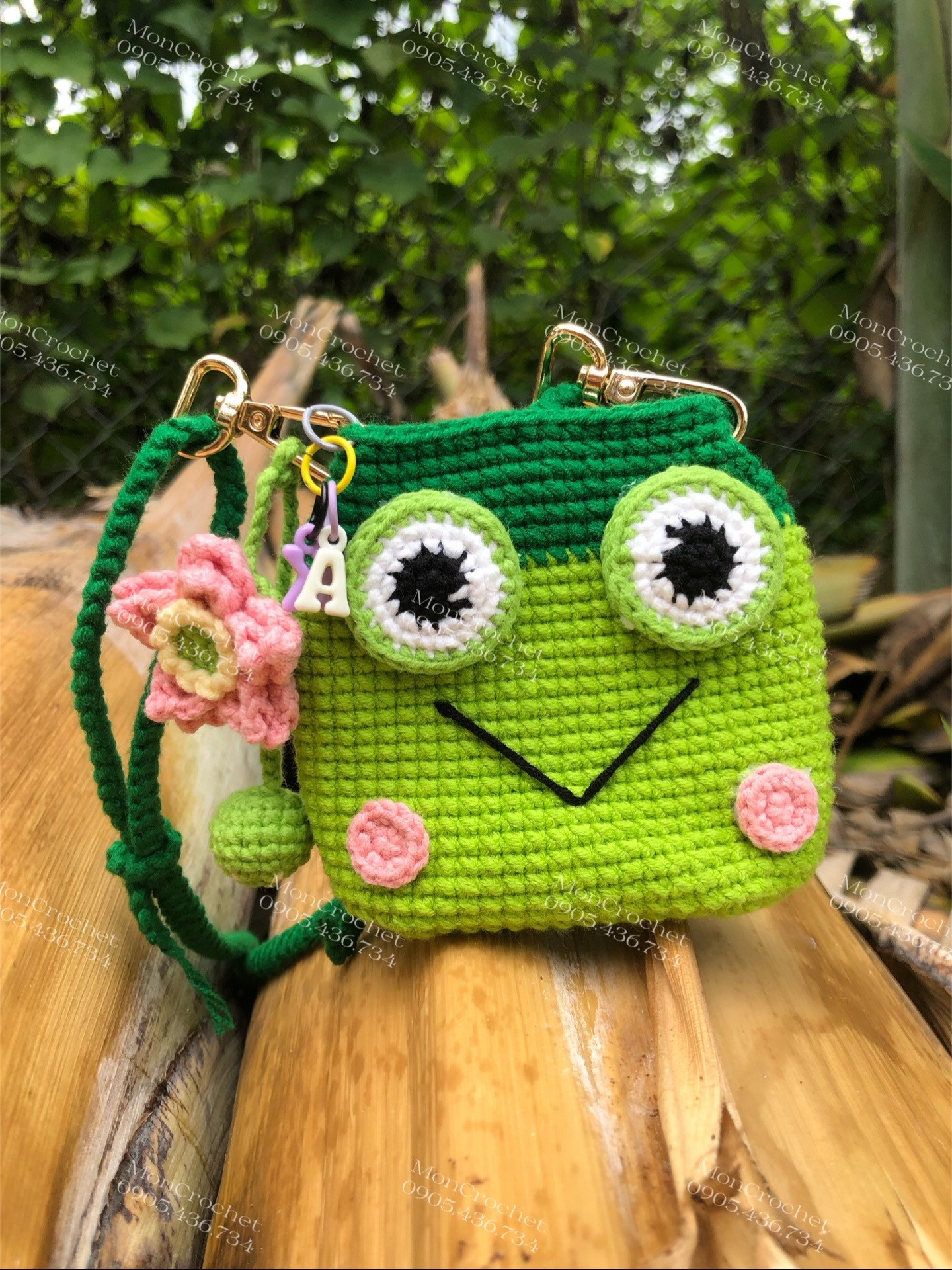 Crochet Frog Bag Pattern with Lotus Flower Charm