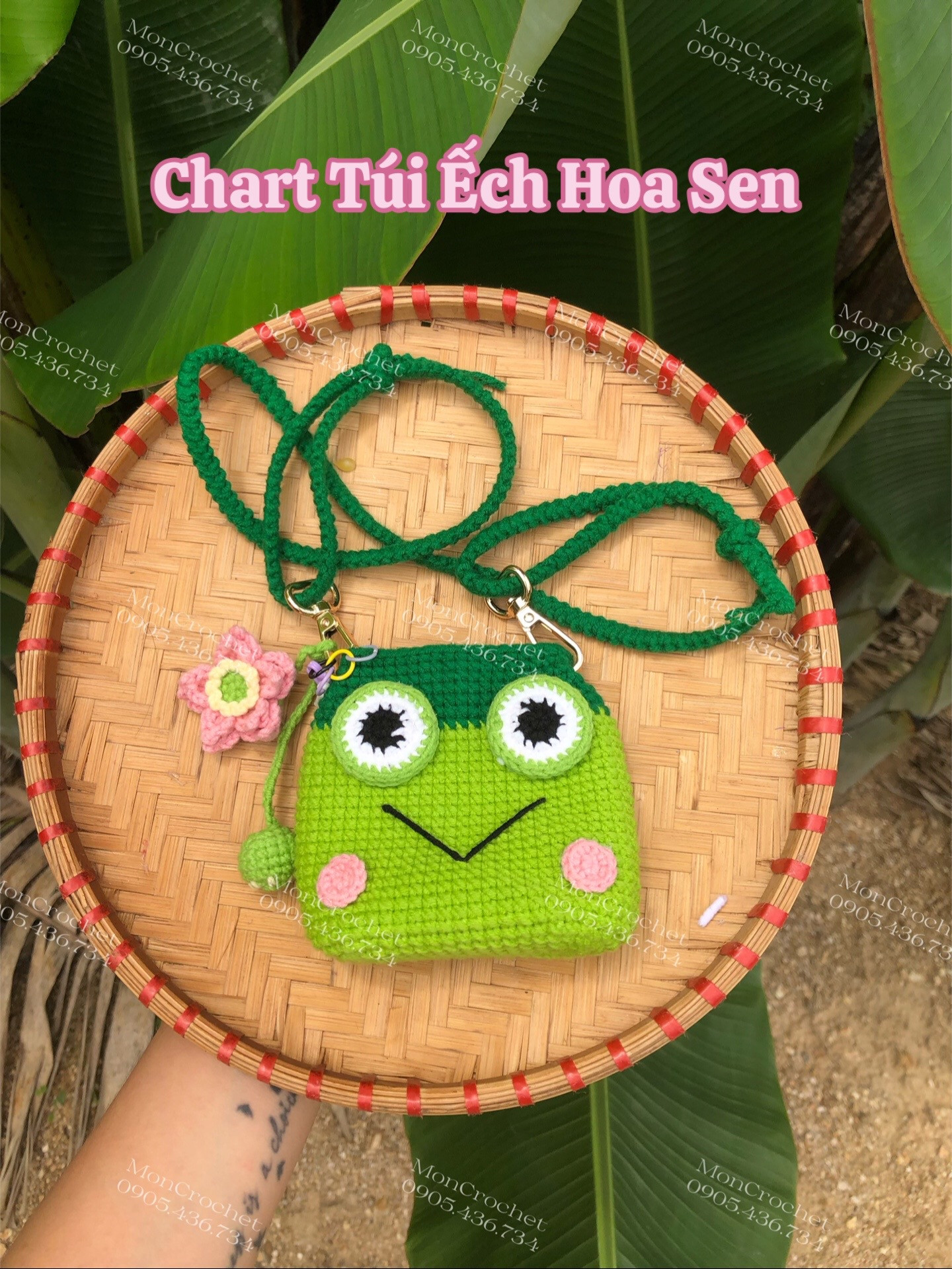 Crochet Frog Bag Pattern with Lotus Flower Charm