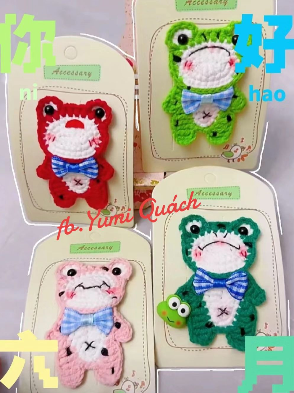 Crochet Frog Hair Clip Pattern Tutorial