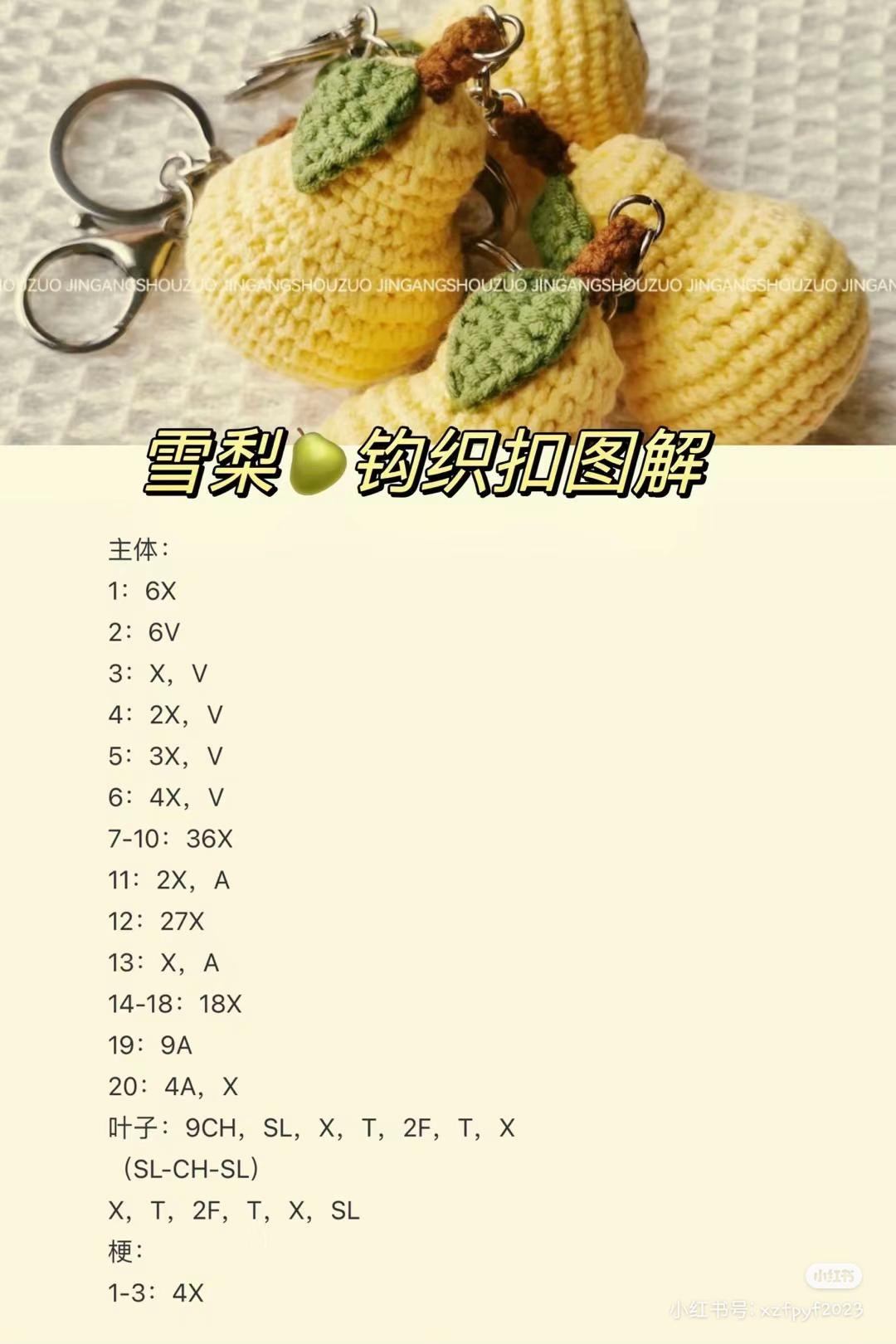 Crochet Fruit Pattern Chart: Pear, Peach, and Mango Amigurumi Tutorials