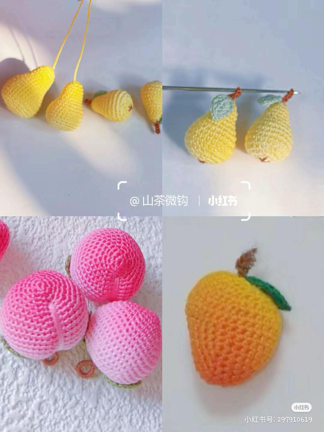 Crochet Fruit Pattern Chart: Pear, Peach, and Mango Amigurumi Tutorials