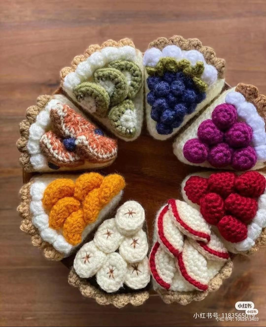 Crochet Fruit Pie Slice Chart: Raspberry, Apple, and Mixed Berry Patterns