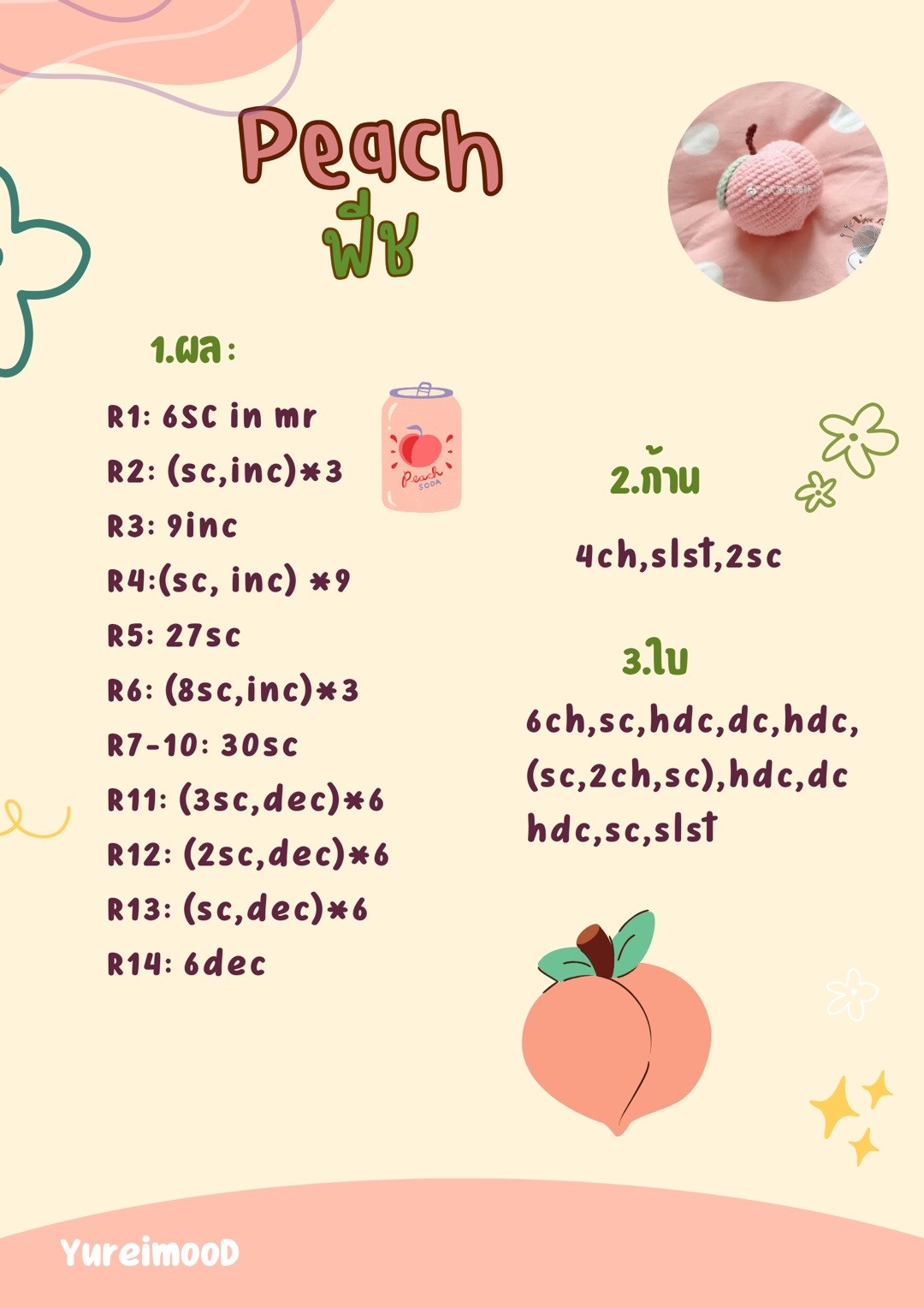 Crochet Fruits Patterns Part 1: Strawberry, Tomato, Mangosteen, Peach