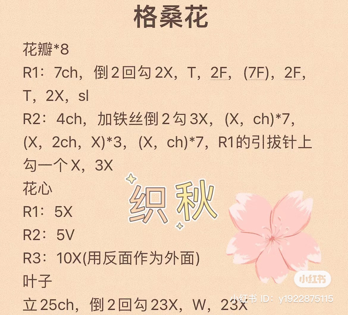 Crochet Geum Flower Pattern Chart with Instructions