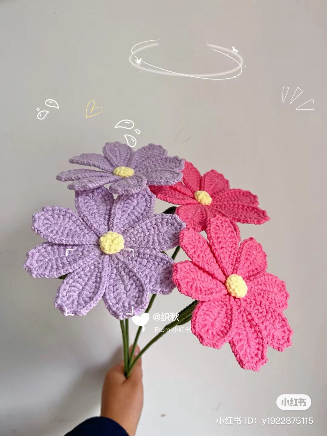 Crochet Geum Flower Pattern Chart with Instructions