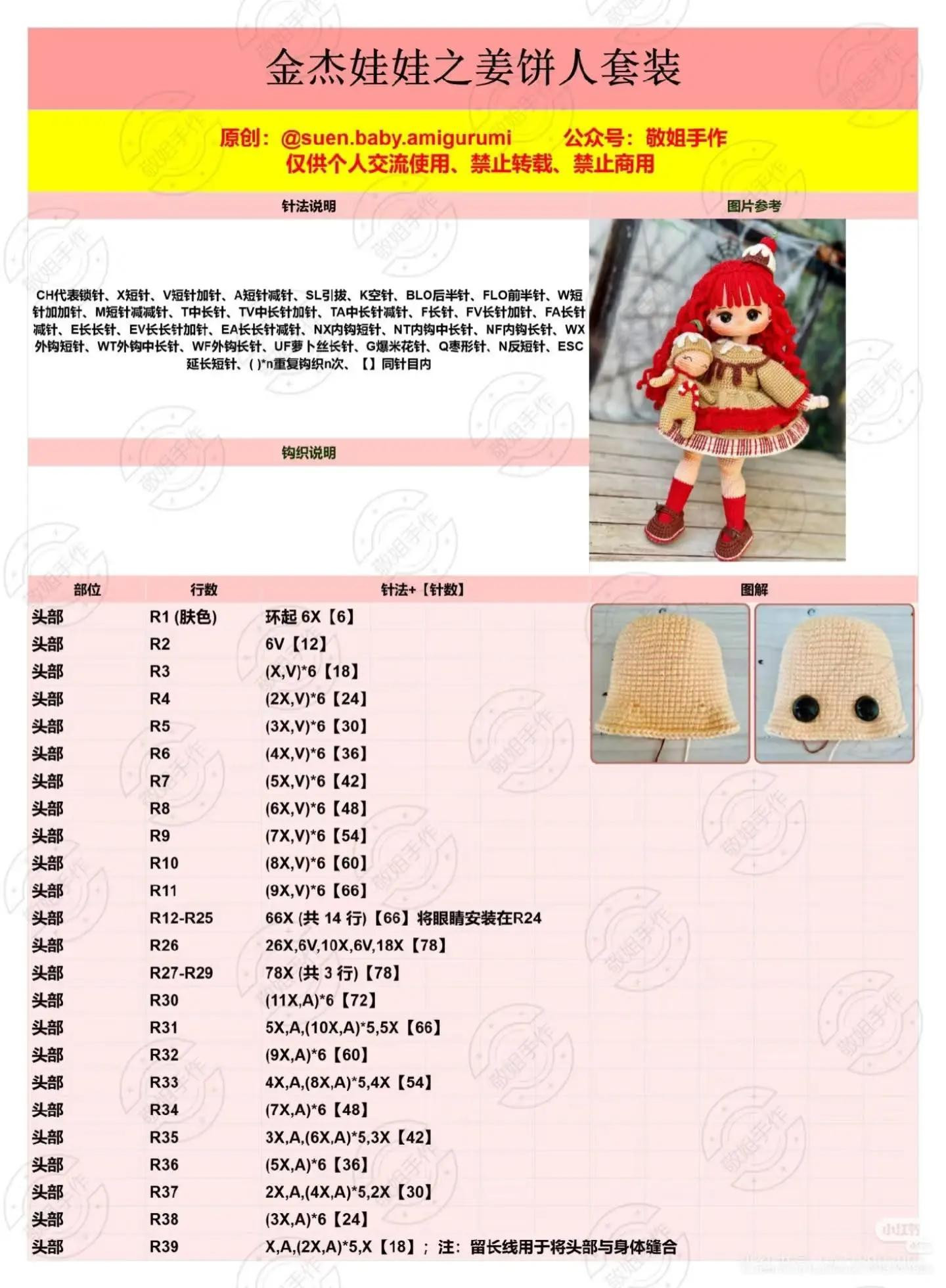 Crochet Gingerbread Girl Doll Pattern with Mini Doll Set