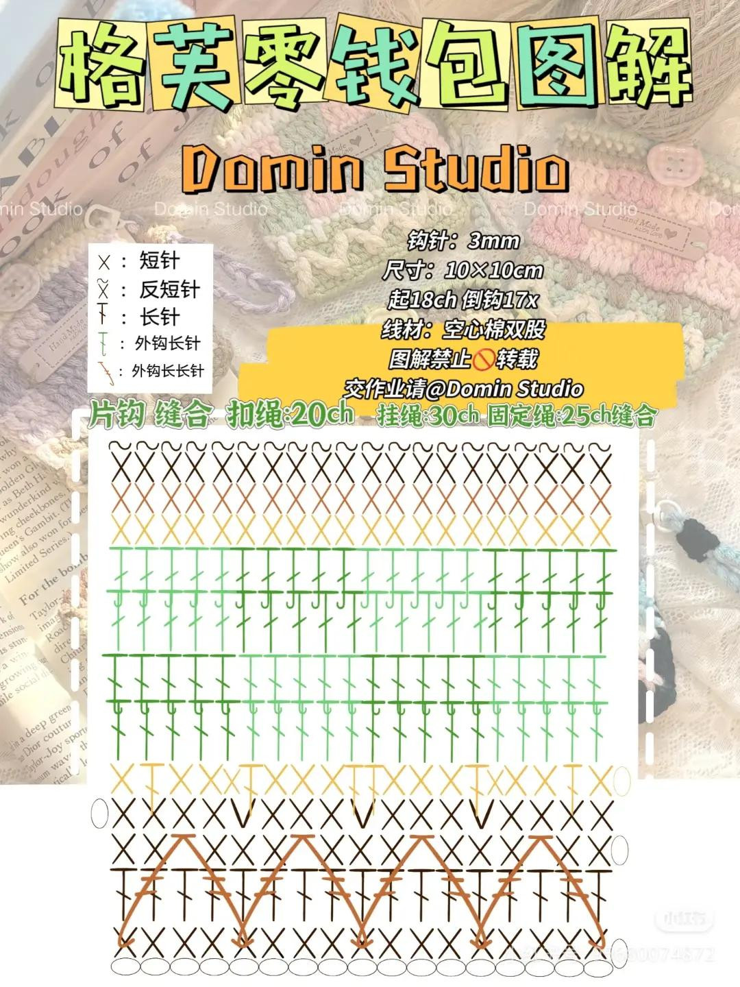 Crochet Gingham Coin Purse Chart by Domin Studio