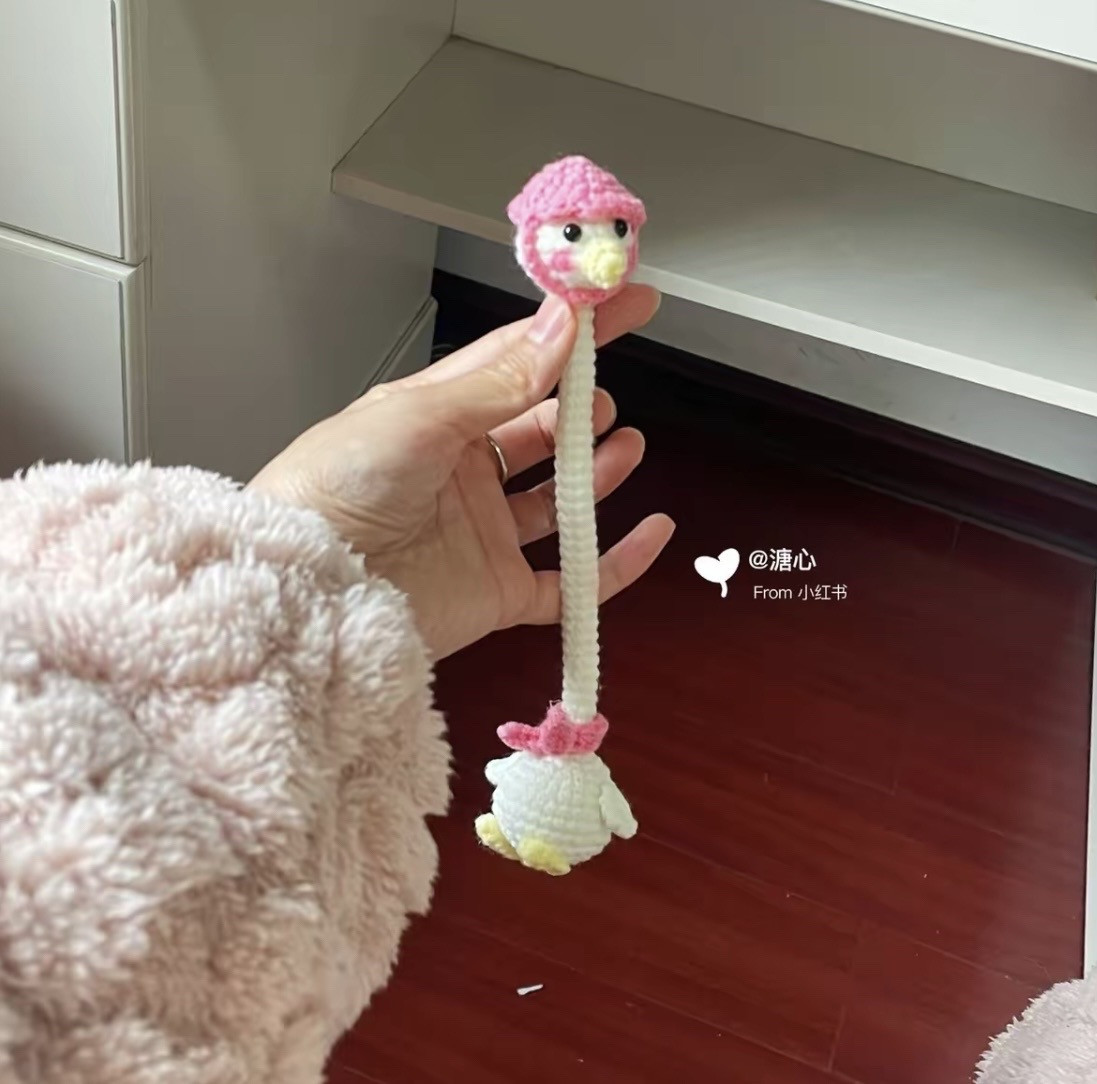 Crochet Goose Doll with Pink Hat and Scarf Pattern Chart