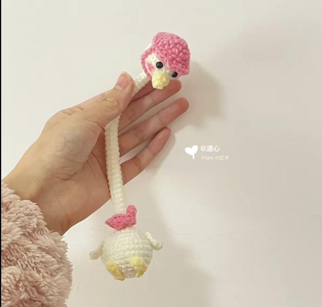 Crochet Goose Doll with Pink Hat and Scarf Pattern Chart