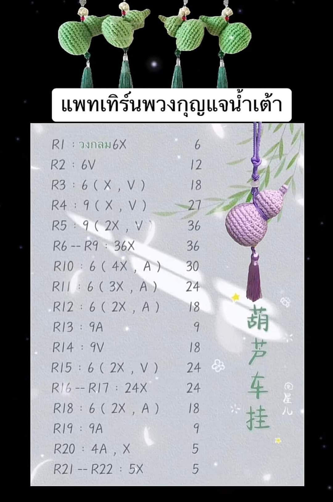 Crochet Gourd Car Ornament Pattern Chart