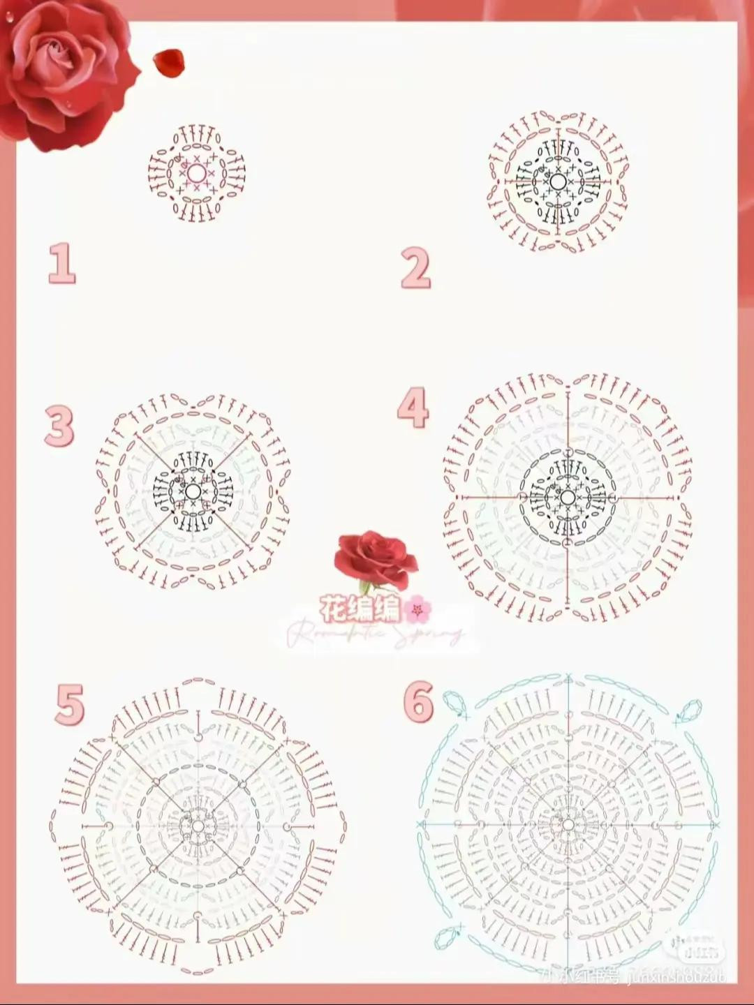 Crochet Granny Square Chart with Flower Center Pattern