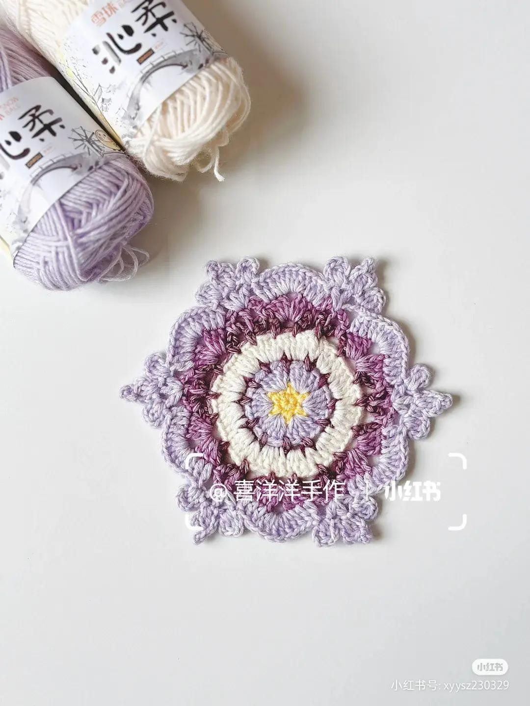 Crochet Granny Square Chart with Japanese Instructions and Colorful Finished Examples