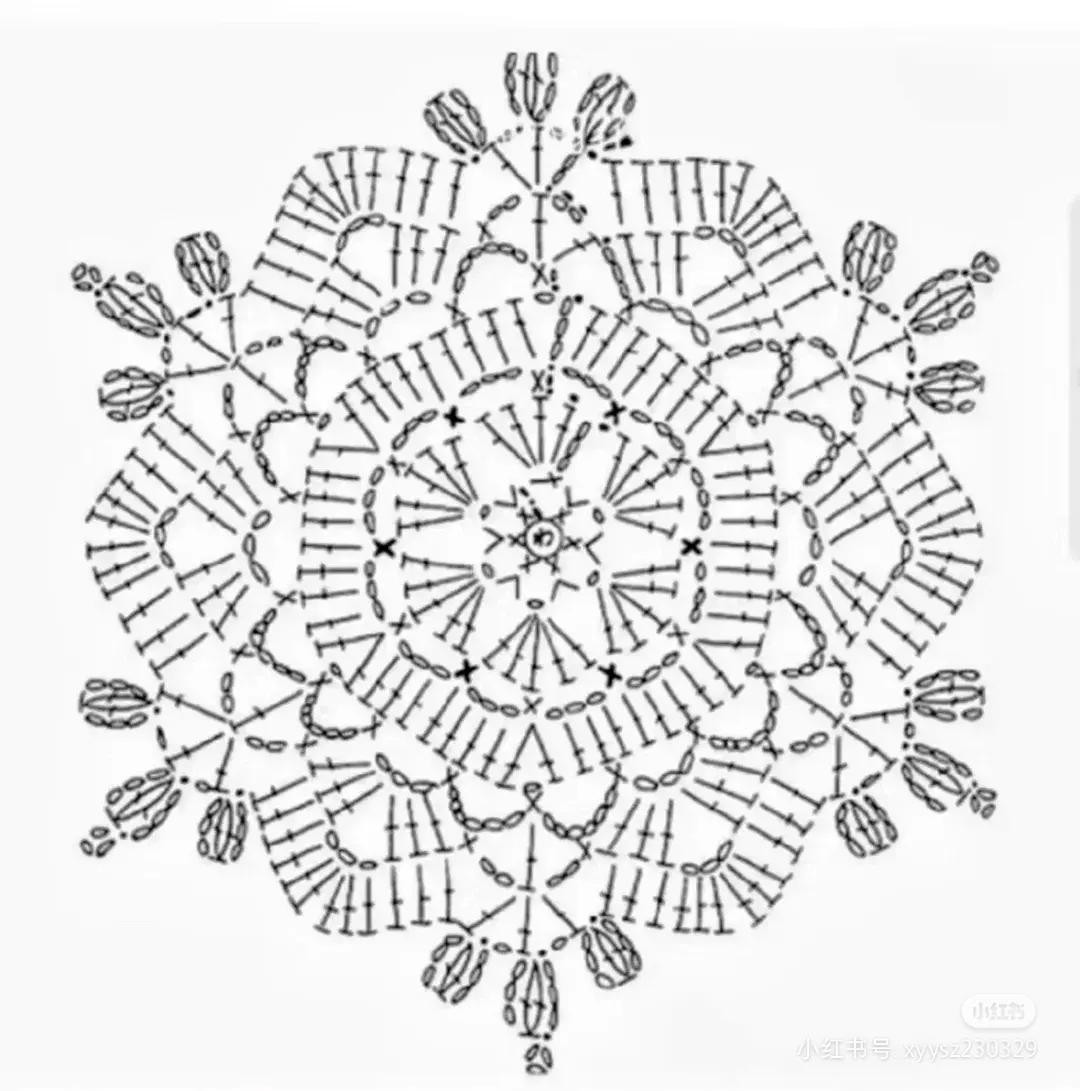 Crochet Granny Square Chart with Japanese Instructions and Colorful Finished Examples