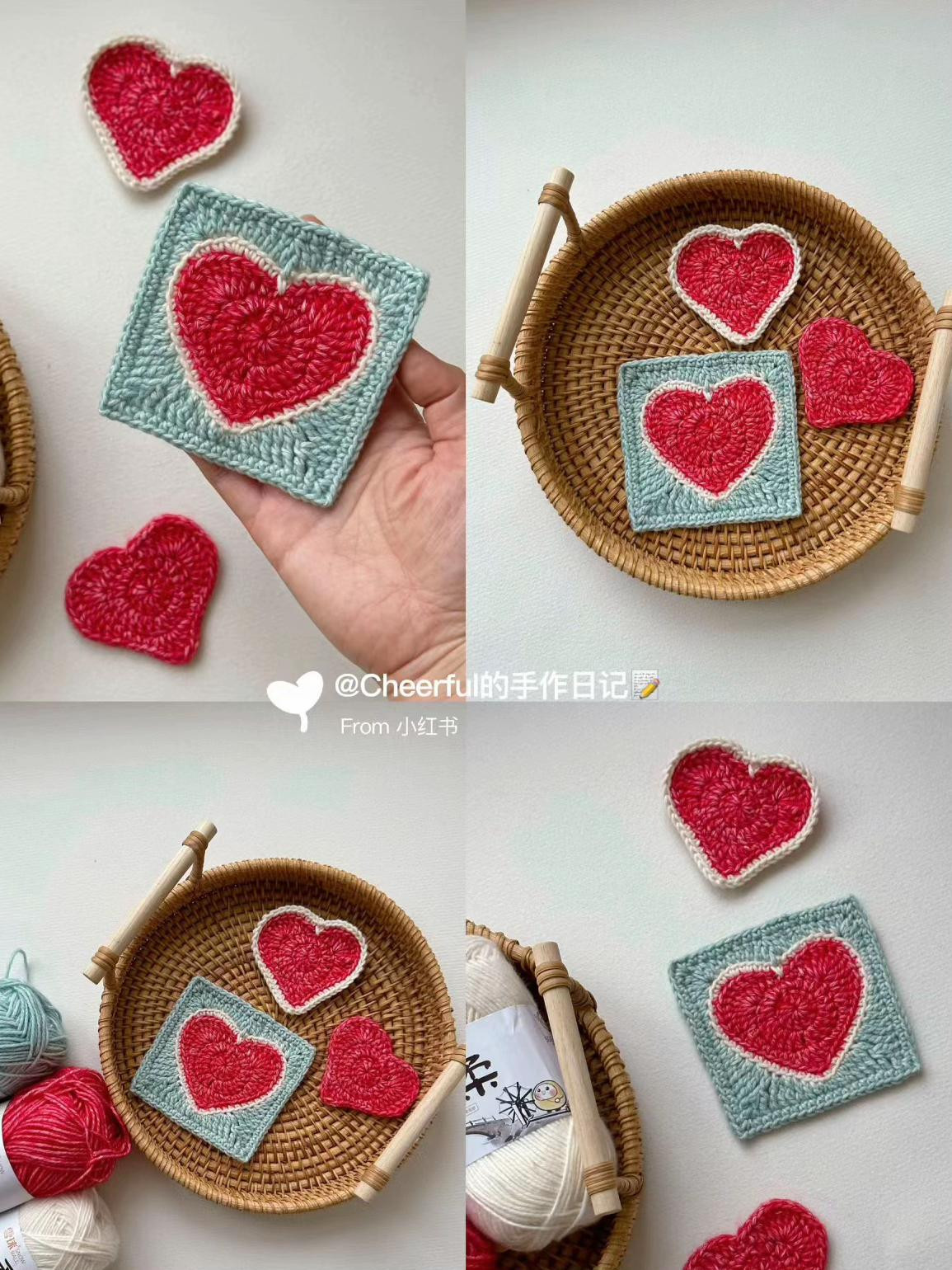 Crochet Granny Square Charts: Heart and Flower Patterns