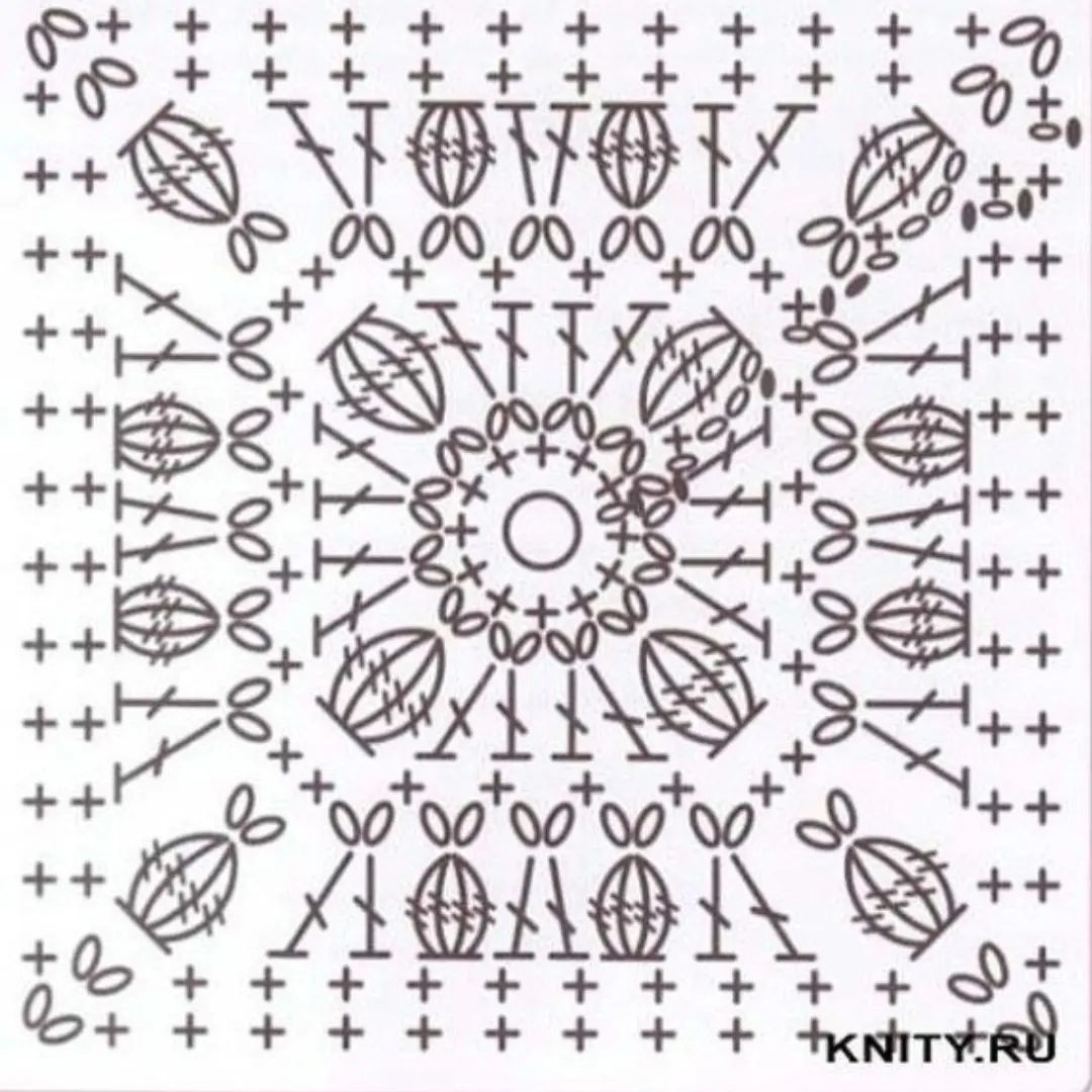 Crochet Granny Square Flat Charts: Vintage Lace Napkin Patterns with Detailed Stitch Diagrams