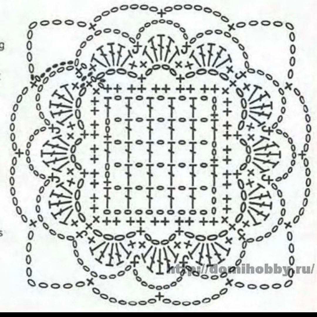 Crochet Granny Square Flat Charts: Vintage Lace Napkin Patterns with Detailed Stitch Diagrams