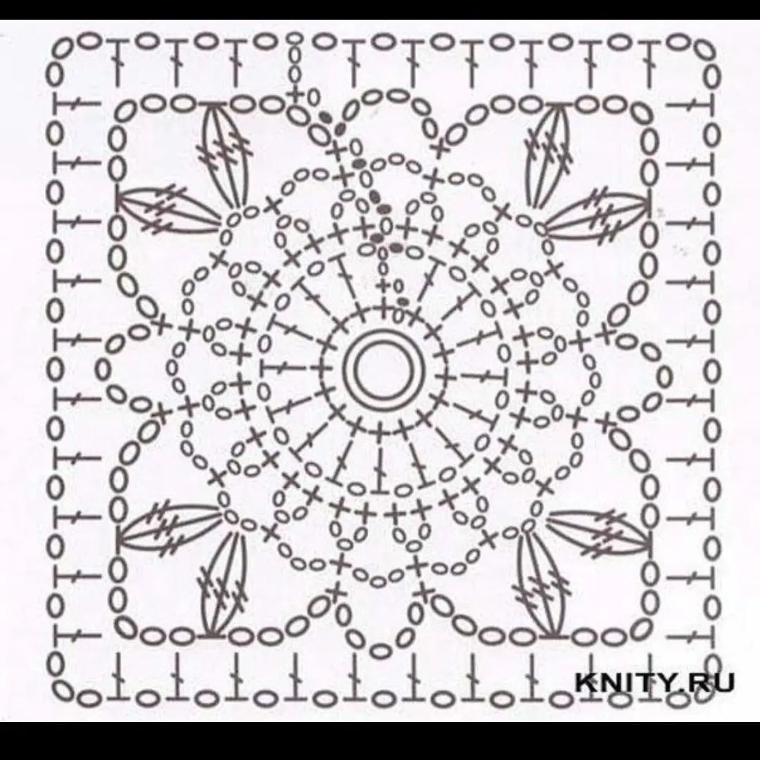 Crochet Granny Square Flat Charts: Vintage Lace Napkin Patterns with Detailed Stitch Diagrams