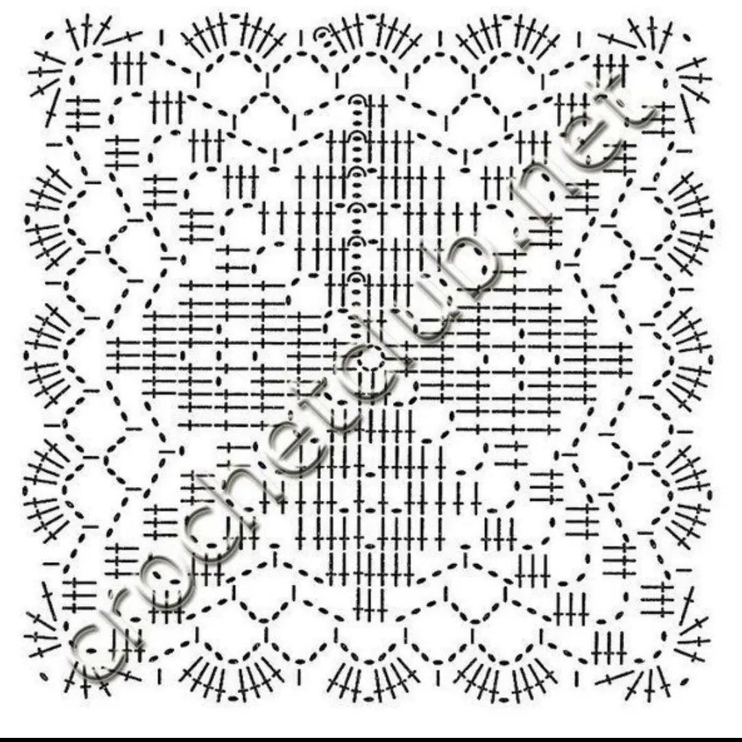Crochet Granny Square Flat Charts: Vintage Lace Napkin Patterns with Detailed Stitch Diagrams