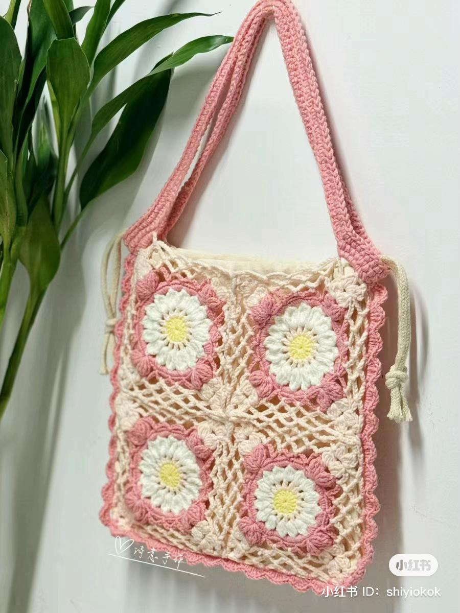 Crochet Granny Square Flower Bag Pattern Chart