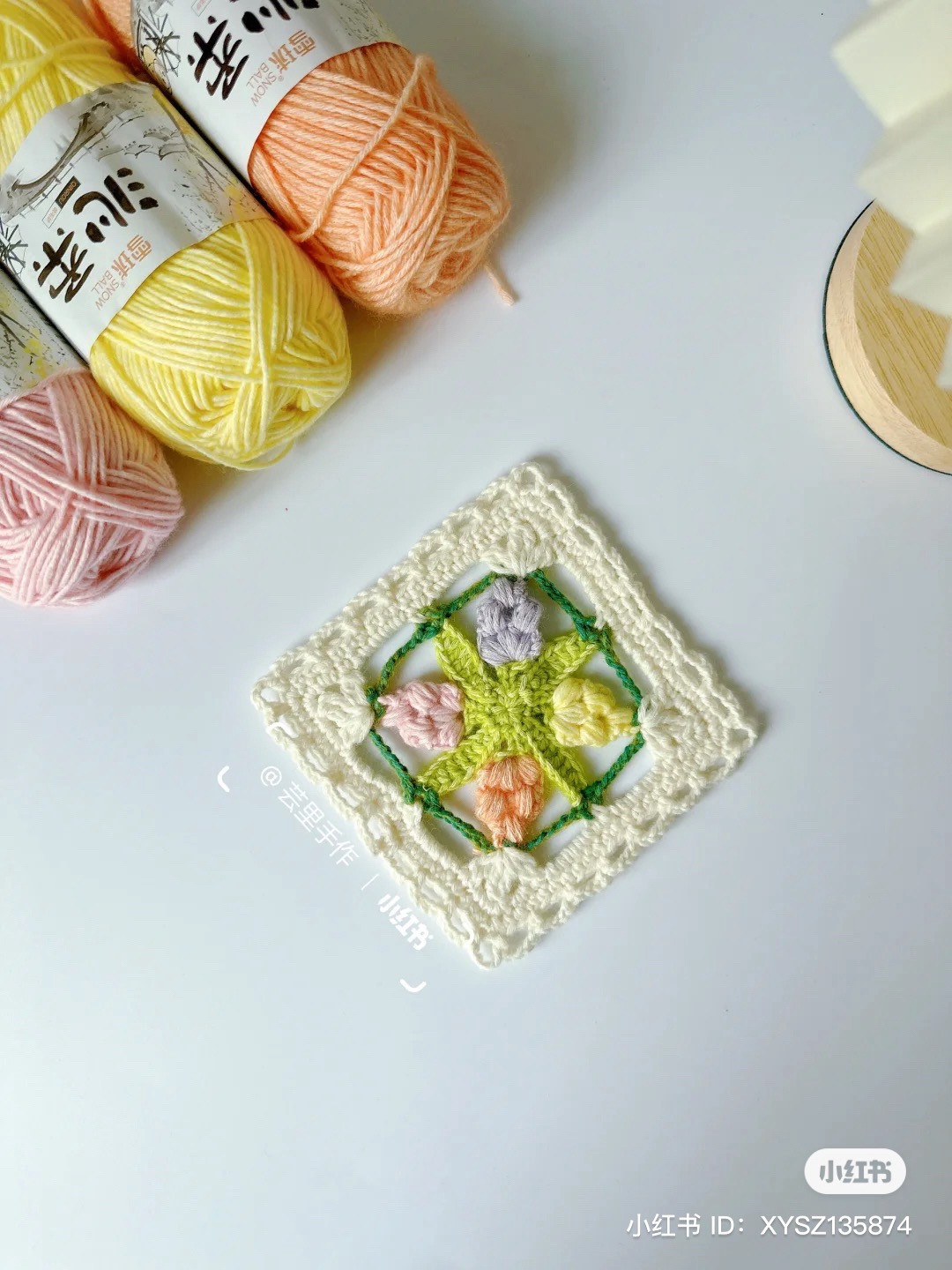 Crochet Granny Square Flower Patterns: Yellow, Blue, and Teal Variations with Detailed Charts