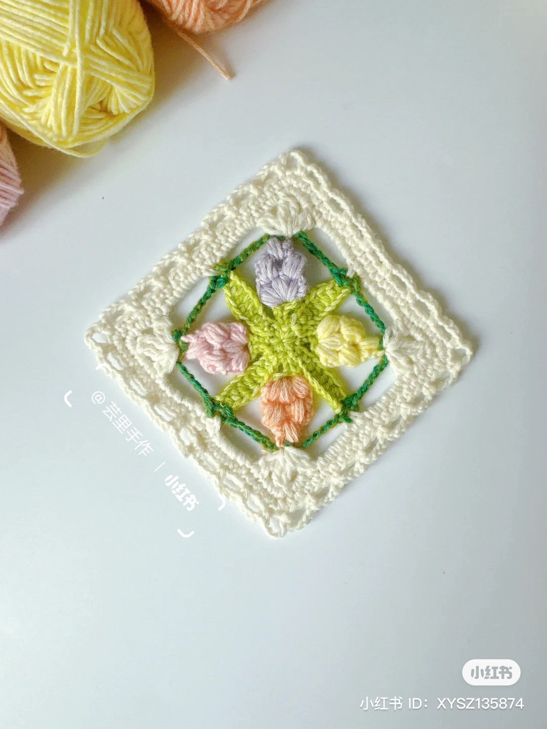 Crochet Granny Square Flower Patterns: Yellow, Blue, and Teal Variations with Detailed Charts