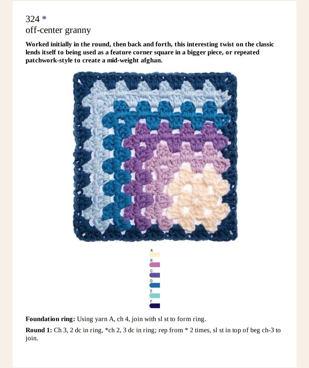 Crochet Granny Square Patterns: Daffodil, Off-Center & Candy Cube