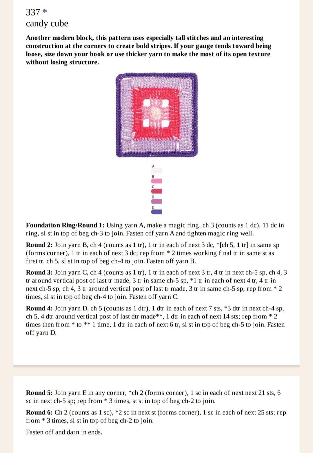 Crochet Granny Square Patterns: Daffodil, Off-Center & Candy Cube