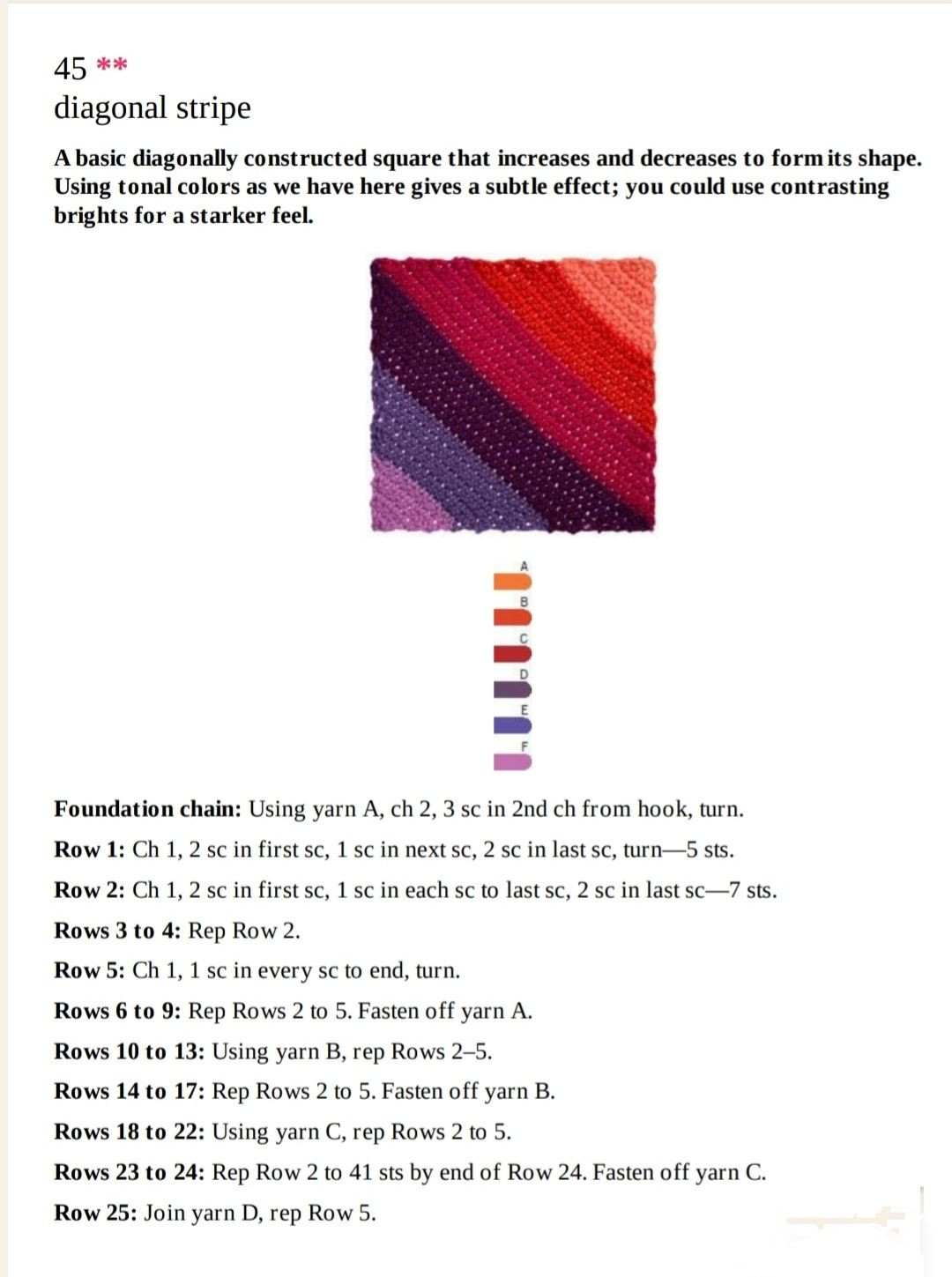 Crochet Granny Square Patterns: Diagonal Stripe, Ammonite & Bobble Frame
