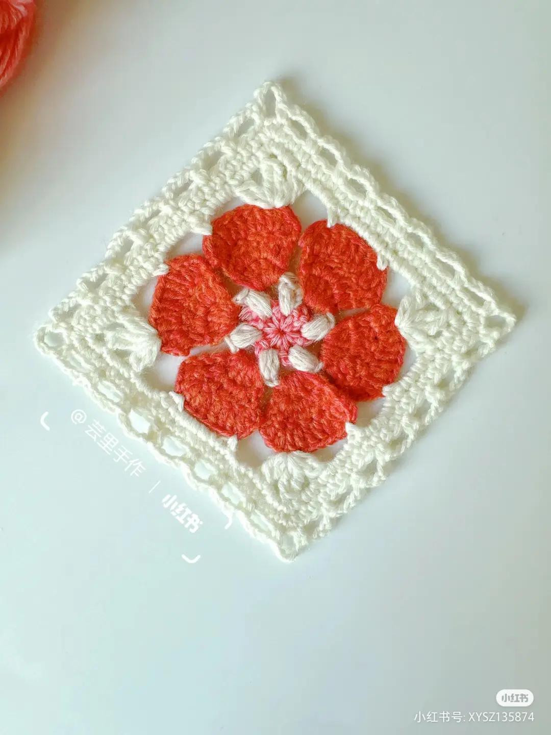 Crochet Granny Square Patterns: Lotus Flower and Red Flower Charts with Instructions